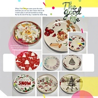 Ensemble d'assiettes en céramique de Noël - Assiettes de dîner pour petit-déjeuner, steak, plats principaux occidentaux, adaptées au micro-ondes, pour hôtels et usage domestique
