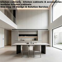 Armoires de cuisine en bois massif de luxe, en contreplaqué, à fermeture douce, modernes, imperméables, ignifuges, personnalisables, multifonctionnelles, avec rangement