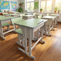 Ensemble bureau et chaise d'étudiant réglables en hauteur, ergonomique, pour salle de classe, mobilier scolaire, table et chaise avec structure métallique