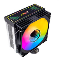 Boîtier de PC avec écran miroir en cuivre, affichage de la température et de la vitesse, dissipateur thermique pour ordinateur, deux ventilateurs ARGB, refroidisseur de processeur, radiateur