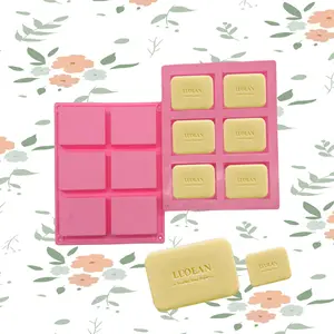 Food grade silicone material 6 Cavities Rectangle Silicone Soap Molds Ice Cube Tray