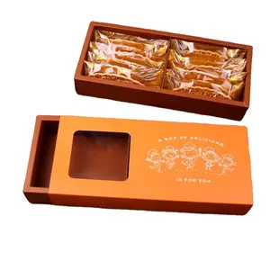 Kotak hadiah laci kertas Kraft kotak kemasan Nougat kotak kue kustomisasi untuk Festival Hari Thanksgiving Natal