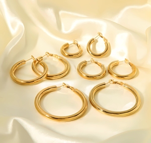 Mode 18K plaqué or crevettes arc boucle creux Huggie boucles d'oreilles étanche en acier inoxydable boucles d'oreilles bijoux pour femmes 2023 - Product Image 3