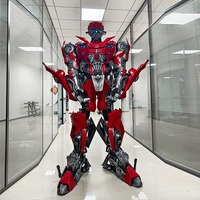Costume d'armure mecha rouge et noir unisexe pour adulte avec yeux LED pour spectacles sur scène et accessoires Comic Con