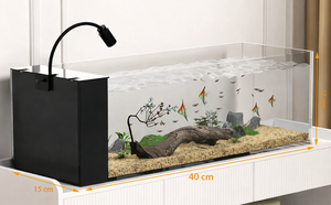 Aquarium Jingjin avec filtre intégré ultra-clair pour le fond et les côtés - Nouveau modèle 2025, petit aquarium de salon, aquascaping facile - Product Image 3