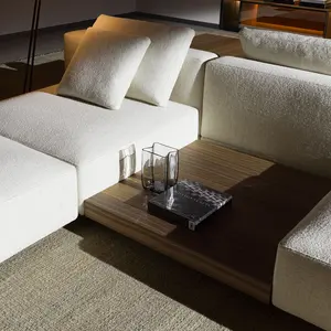 Combinación modular de gama alta, sofá de bloque de tofu, villa, Gran piso plano, sala de estar, respaldo, sofá de isla multiángulo