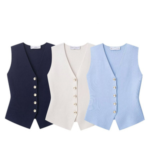 Loveda Venta al por Mayor Europa Estados Unidos <span class=keywords><strong>Chaleco</strong></span> de <span class=keywords><strong>Jersey</strong></span> de Color Sólido con Botones Estilo Y2K para <span class=keywords><strong>Mujer</strong></span>, Moda de Verano - Product Image 1