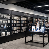 Vitrine d'exposition pour téléphones portables avec acier inoxydable et éclairage LED, présentoir de haute qualité pour magasin