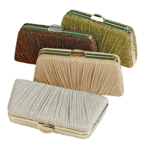 High Fashion Square Pillow Shape Polyester <b>Glitter</b> Pleats Clutch <b>Bag</b> Chain Strap Magnetic Closure for Socialite Party Send Rival - Product Image 1