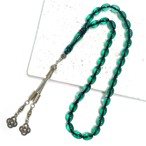 ลูกประคำมุสลิม 33 เม็ด ทำจากเรซิ่นสีเขียว สร้อยข้อมือมิสบาฮ์อิสลาม สำหรับการสวดมนต์สรรเสริญพระอัลเลาะห์ สินค้าขายดี - Product Image 5