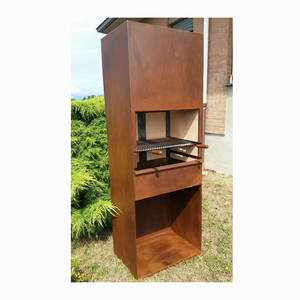 Camino a legna autoportante con griglia da giardino in acciaio Corten personalizzato - Product Image 3