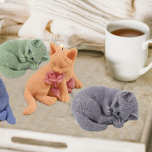 Moule à bougie en silicone 3D en forme de chat, styles de chatons mignons, pour la fabrication artisanale de bougies, de savons, d'aromathérapie, de gypse et de résine époxy - Product Image 5