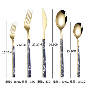 ชุดช้อนส้อมทองคำเป่ยเจียเล่อ 5 ชิ้น สแตนเลส มีดสเต็ก ส้อม ช้อน ช้อนกาแฟ ทนทาน สำหรับงานเลี้ยงอาหารค่ำ - Product Image 5