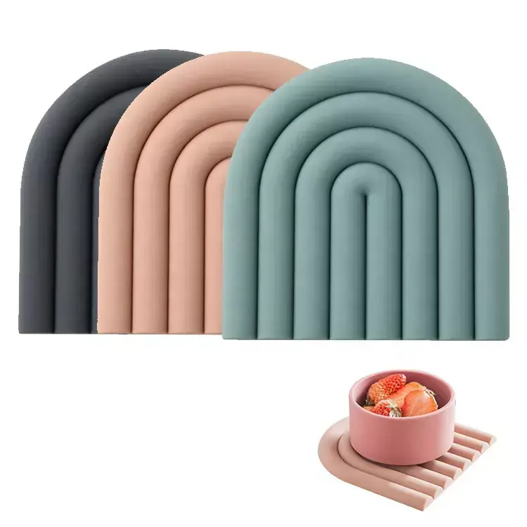 Tappetino da tavolo in silicone arcobaleno sottobicchiere tappetino per piatti caldi tappetino multifunzionale per pentole da cucina tappetino resistente al calore