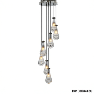7 <b>Light</b> Adjustable <b>Black</b> Iron Pendant <b>Chandelier</b> With Glass Bell Shades For Dining Room Living Room Bedroom E26 LED D0100XU4T3U - Product Image 1