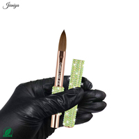 Pinceaux acryliques Kolinsky de haute qualité avec manche en strass verts, outils professionnels pour la pose de gel constructeur pour nail art