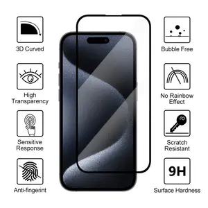 Vmax HD Anti Scratch Case Friendly Easy Install 9H Hardness 3D Tempered Glass Screen Protector For IPhone 15 14 13 12 11 Pro Max