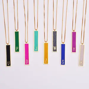 Venice Chain 18K Gold Stainless Steel Pendant Necklace Colors 26 Letters Clay Necklace for Men and Women
