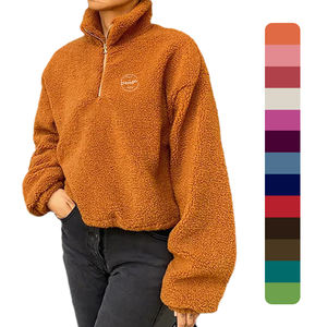 <span class=keywords><strong>Pull</strong></span> en molleton sherpa à col roulé épais pour <span class=keywords><strong>femme</strong></span>, style streetwear, demi-zip, chaud, pour l'hiver - Product Image 1