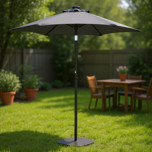 Anthracite Aluminum Garden Parasol 78.7"x83.1" With LED <b>Lights</b> Outdoor <b>Patio</b> Umbrella - Product Image 2