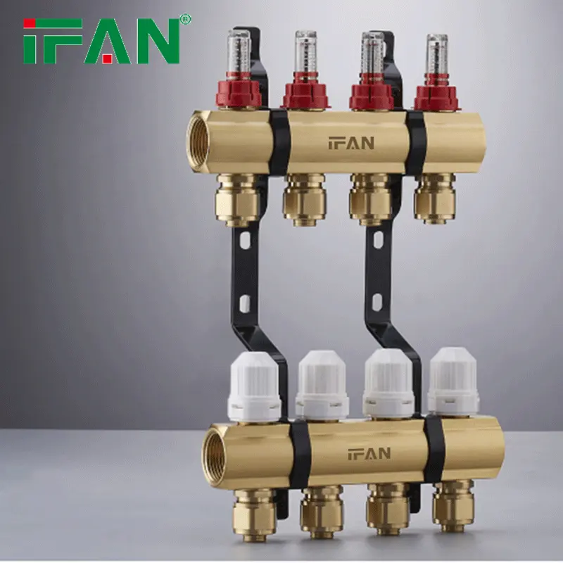 IFAN 2-8 Ways Brass Collectors Plumbing Fitting Underfloor Heating Brass Manifold