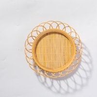 Sous-verres décoratifs modernes en rotin tressé à la main, ajourés, résistants à la chaleur, écologiques et durables, taille personnalisée, vente en gros