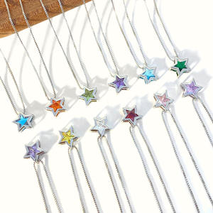 Collar de Plata de Ley 925, colgante delicado de corazón pequeño Cz, Gargantilla de estrella de Color dorado y plateado, cadena de 40 + 5cm - Product Image 4