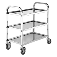 Chariot de service de cuisine professionnelle en acier inoxydable avec roulettes pivotantes verrouillables