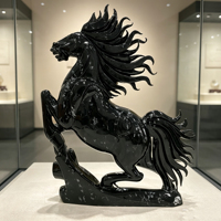Statue de cheval en néphrite verte noire naturelle de 4 kg, sculpture d'animal en cristal, ornement, décoration de la maison, cadeau