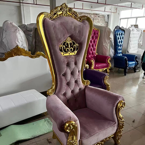 Chaise moderne exquise en acier inoxydable à dossier haut chaise de trône roi pour l'utilisation de l'hôtel de fête de mariage - Product Image 2