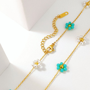 INS Trendy Acier Inoxydable Brin Sautoirs Collier Ensemble Plaqué Or Cadeau Femme - Product Image 2