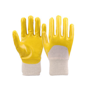 GLOVEMAN Amarillo impermeable antideslizante resistente al aceite trabajo industrial jardín seguridad trabajo algodón Nitrilo Guante recubierto - Product Image 1