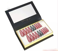 Boîte d'Emballage pour Ongles à Presser Noire Type Tiroir avec Logo en Dorure à Chaud et Fenêtre Transparente