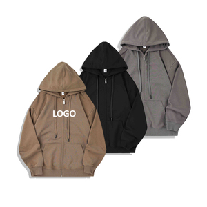 Bán buôn tùy chỉnh 330gsm Puff in ấn quá khổ dây kéo Hoodies bông terry Zip lên người đàn ông của Hoodies - Product Image 1