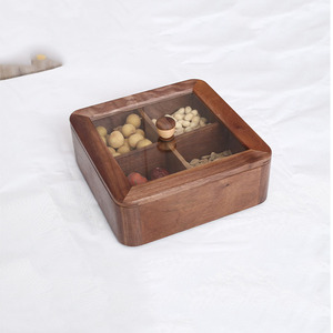 Boîte à fruits secs en <span class=keywords><strong>bois</strong></span>, plateau sectionnel multifonction pour conteneur <span class=keywords><strong>de</strong></span> stockage <span class=keywords><strong>de</strong></span> collations avec fenêtre transparente <span class=keywords><strong>sur</strong></span> le couvercle - Product Image 3