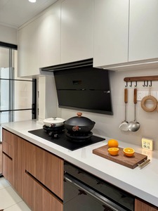 Gabinetes <span class=keywords><strong>de</strong></span> <span class=keywords><strong>Cocina</strong></span> Modulares Modernos <span class=keywords><strong>de</strong></span> Madera Sólida Ecológica con Vidrio para Apartamentos y Villas, Personalizables con Tablero <span class=keywords><strong>de</strong></span> Melamina - Product Image 4