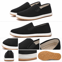 Chaussures en toile traditionnelles pour hommes, noires, flexibles, motif nuage, légères, décontractées, pour la marche quotidienne