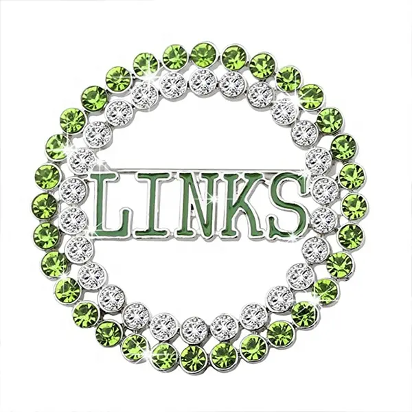 Custom Alloy Metal Inlay White Green Rhinestone Crystal Greek Letter The Sorority Links Brooches