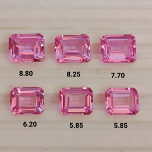 Zafiro rosa cultivado en laboratorio, corte esmeralda, piedra suelta de calidad premium, tamaño calibrado, piedra de zafiro rosa para la fabricación de joyas. - Product Image 3
