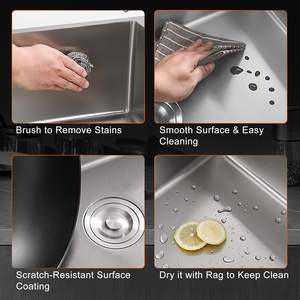 <span class=keywords><strong>Fregadero</strong></span> de cocina de un solo cuenco hecho a mano de <span class=keywords><strong>acero</strong></span> <span class=keywords><strong>inoxidable</strong></span>, grifo de montaje superior con cestas de frutas, Kit de drenaje de 80x46 <span class=keywords><strong>cm</strong></span> - Product Image 3