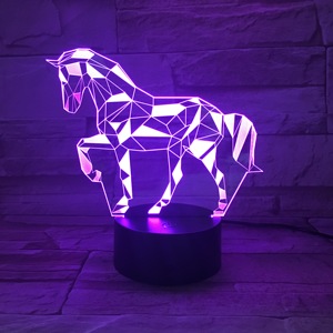 Unicorno personalizzato RGB Kids Room Creative Usb 3AA batteria <span class=keywords><strong>3D</strong></span> Illusion Base in acrilico tavolo da scrivania per bambini lampada a luce notturna a LED - Product Image 6