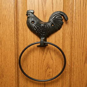 Battant de porte rustique en fonte de fer noir, poignée en métal vintage - Product Image 1