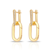Pendientes Huggie de Plata de Ley 925 Mlluki, Chapados en Oro, con Diamantes, Hebillas Desabotonables, Cadena de Eslabones Convertible, Populares