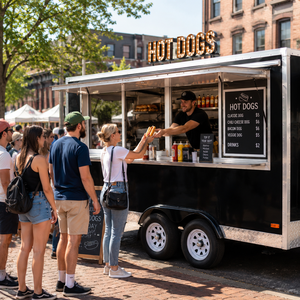 ETO 3.5M Aluminum Food Truck Trailer Mobile Food Cart Tow <b>Bar</b> Concession Vehicle Hot Dog Street Catering for Sale USA - Product Image 1