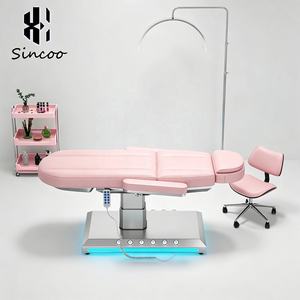 Cama de Estética Eléctrica de Lujo, Color Rosa, Moderna, de Cuero PU, con Base de Acero Inoxidable, 3 Motores, Reclinable, para Tratamientos Faciales y de Pestañas - Product Image 6