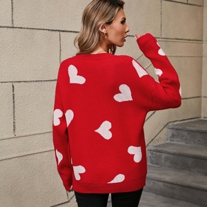 Wholesale <strong>Valentine</strong> Day Heart Fancy Pullover Women's Graphic Knit Sweater Loose <strong>Jumper</strong> for Ladies - Product Image 6
