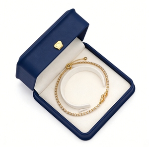 Premium Bracelet Box Luxury Hinged PU Leather Jewelry Gift Box Microfiber Bracelet Holder <b>Insert</b> Foil Stamping Custom Logo OEM - Product Image 4