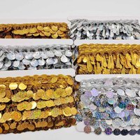 Accessoires de costume de scène de danse du ventre en dentelle dorée à sequins brodés à suspendre, pour bricolage