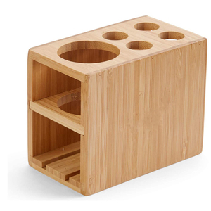 Wooden Bamboo Toothbrush and <b>Toothpaste</b> <b>Holder</b> Stand Organization for Bathrooms Vanity Storage - Product Image 4