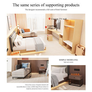 Op maat gemaakte moderne luxe enkel-, dubbel-, queen- en kingsize bedden van professionele fabrikant, houten panelen voor hotel slaapkamersets - Product Image 5